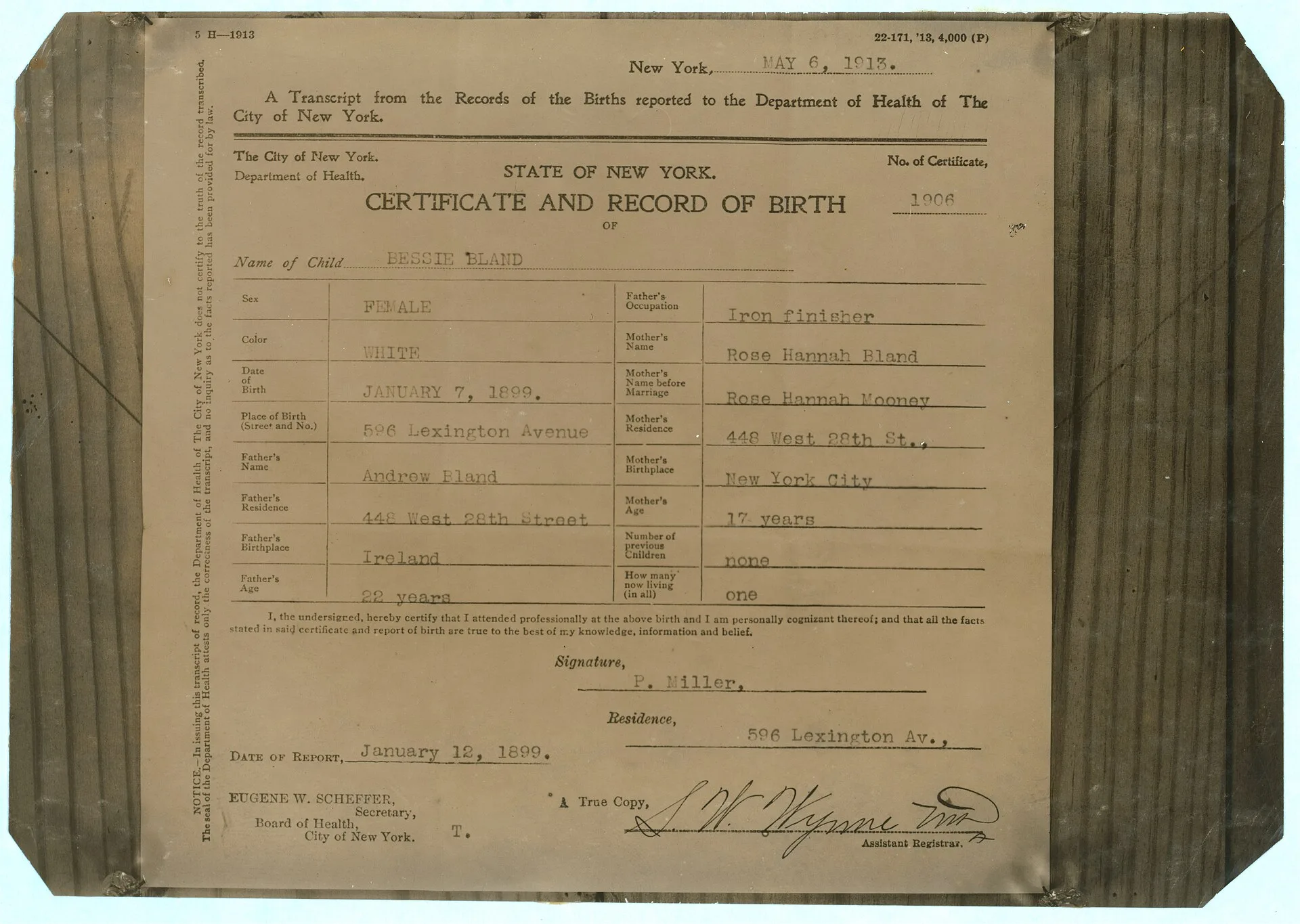 Title: Birth certificate in the State of New York. Abstract: Photographs from the records of the National Child Labor Committee (U.S.) Physical description: 1 photographic print. Notes: Birth certificates. How to Request a New York Birth Certificate for a Famous Person: Fees and Steps