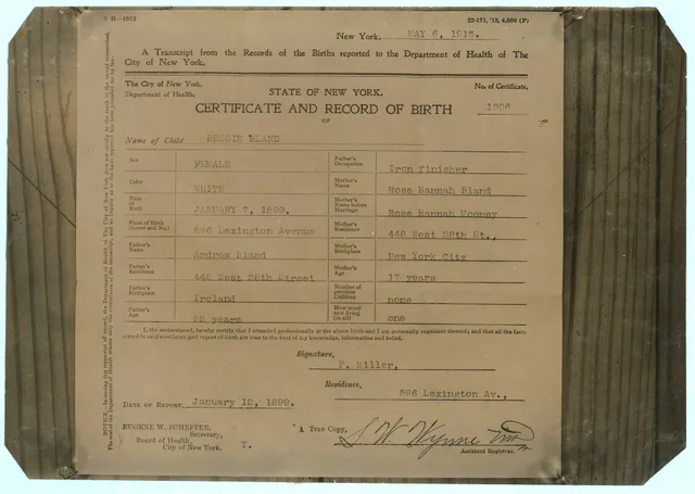 Title: Birth certificate in the State of New York. Abstract: Photographs from the records of the National Child Labor Committee (U.S.) Physical description: 1 photographic print. Notes: Birth certificates. How to Request a New York Birth Certificate for a Famous Person: Fees and Steps
