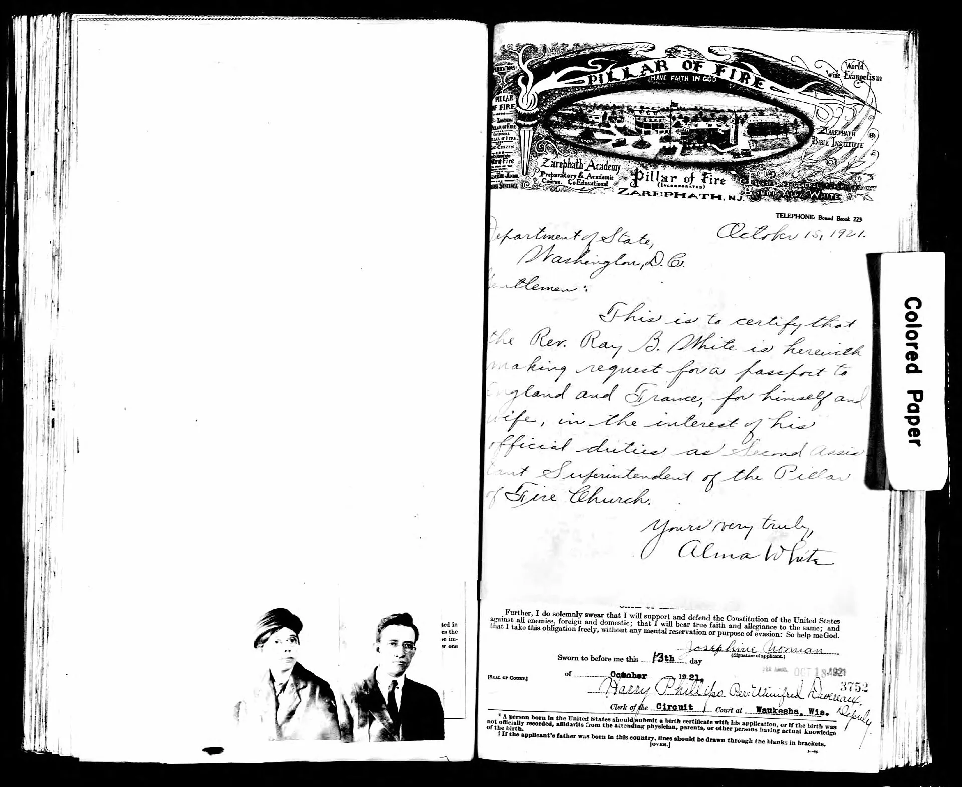 Ray Bridwell White passport application for 1921, page 3. What can a DAR lineage application prove about a famous ancestor?